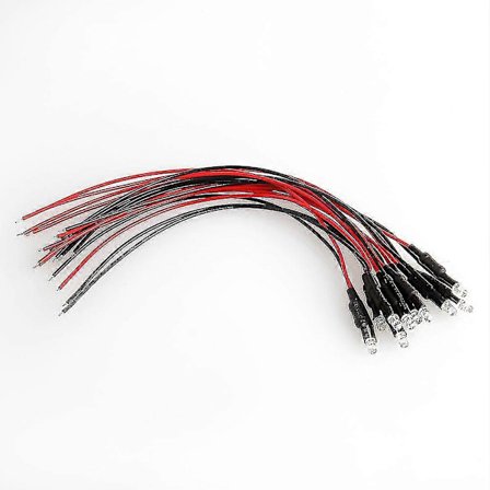 10 kpl 24 V 18 cm pitkiä 3 mm:n esijohdotettuja LED-lamppuja, valodiodi