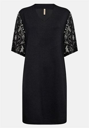 Soyaconcept - Supermyk Jersey-kjole med blondeerme i svart for damer i størrelse XXL (46) - Cellbes