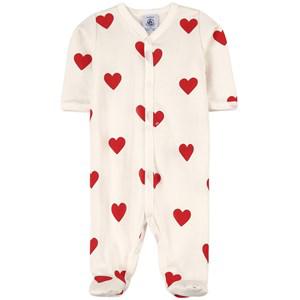 Kids - Petit Bateau White Heart Footed Baby Body 6 months - All in ones - 6 months - White - Mädchen
