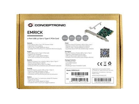 CONCEPTRONIC Emrick 2-Port Usb 3.2 Gen 2