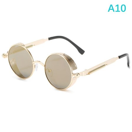 Klassiska gotiska Steampunk Solglasögon Mode Runda Glasögon A2