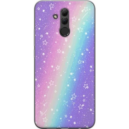 Kompatibel Mobilcover til Huawei Mate 20 lite Rainbow-farvet pastelbaggrund med hvide stjerner og glitrende prikker i blød overgang