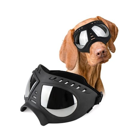 En bit svart hundglasögon medelstora hund anti-UV solglasögon