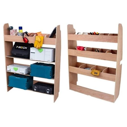 Hyllyt - Ford Transit - 2 kpl - MDF 12mm - 102cm x 30cm x 136cm - Liukuestot mukaan