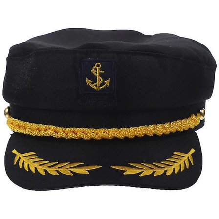1 stk Sjøkapteinshatt Broderte Navy Cosplay Voksen Kapteinshatt Manian Stil For Voksne (svart)