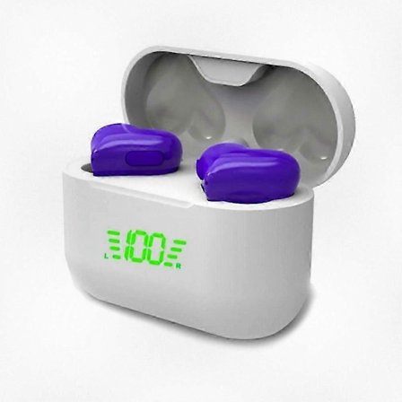 Hjärtformade trådlösa hörlurar med digital display Bluetooth 5.3 Stereoljud Vattentäta In-Ear Hörlurar Lila