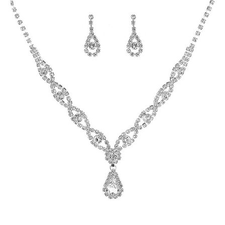 Brude Smykkesæt Til Kvinder, Glitrende Rhinestone Halskæde Og Øreringe Sæt Bryllup