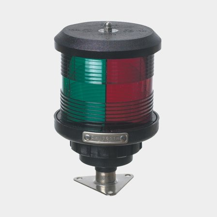 DHR styrbord/babord lanterna på fot för båtar upp till 20m i fiberförstärkt polykarbonat och rostfritt stål röd/grön