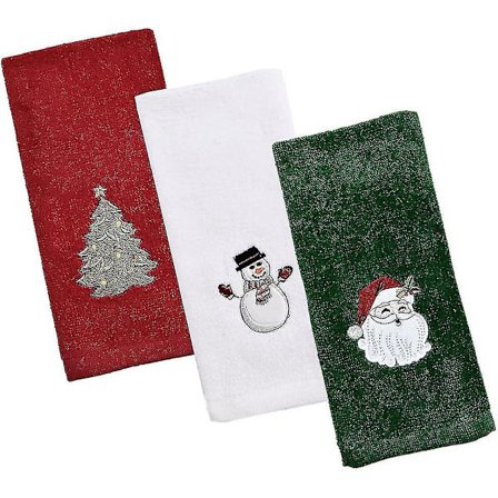 Heilwiy Julehåndklær 3-pakning, 100% Bomulls kjøkkenhåndklær, Myke Håndklær for Bad
