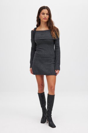 Moa Mattsson x NA-KD Strickminirock mit niedriger Taille - Strickröcke - Grau - XL (EU 46)