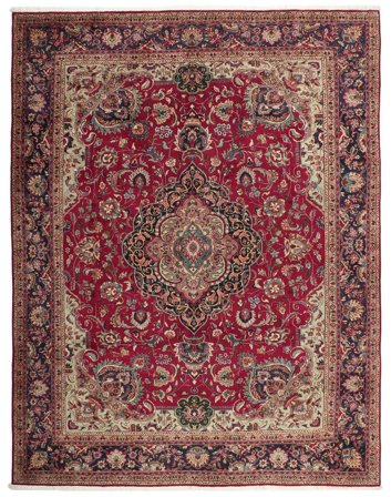Tabriz Vloerkleed 302X391 Donkerrood/Bruin Groot Wol, Perzië