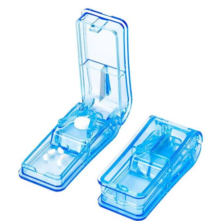 PillerburkarTablettdelare för små och stora tabletter Pillerdelare med tablettfack (blå)