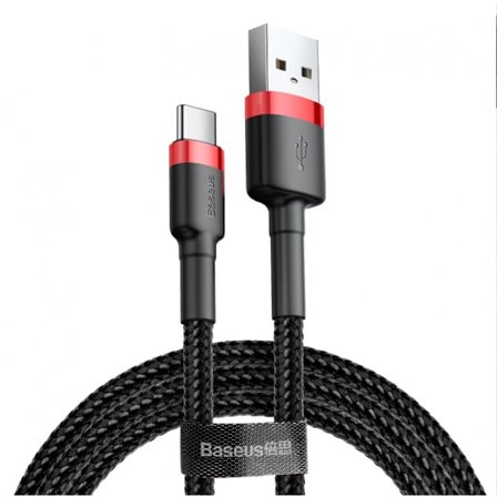 USB-C till Micro USB 2A laddnings- och datakabel 2m, Röd, Svart