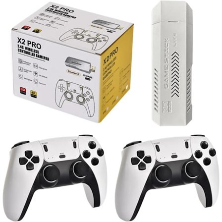 Uusin malli 2025 Retro Videopelikonsoli-X2 PRO 4K Pelitikku 3D HD 128G 256G Langaton Ohjain TV 50 Emulaattori (256G 60000+ peliä) Valkoinen