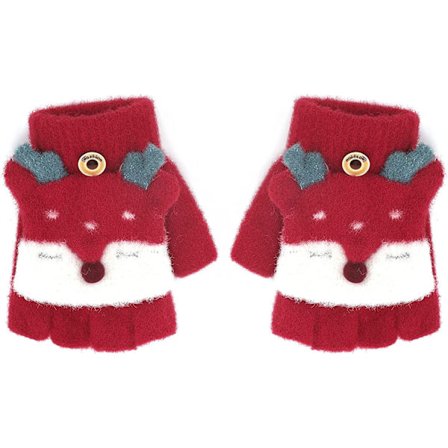 Børne Fingerless Handsker Varme Plys Vanter Strikkede Handsker wit