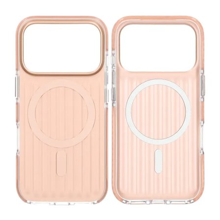 Corrugated suitcase metal paint magnetic suction Case For iPhone 17 Pro Gold