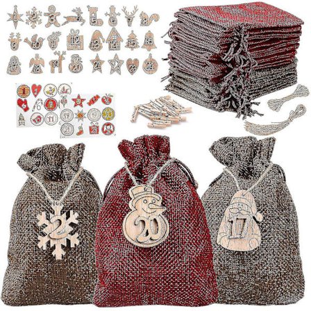 Julekalender, 24 stk. Adventskalenderposer for fylling
