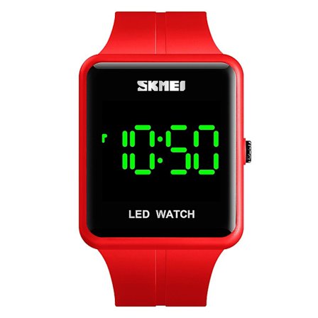 Skmei 1541 Led Square Couple Electronic Watch Röd