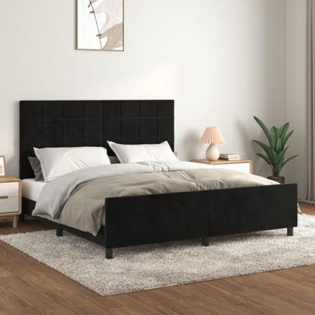 Vidaxl Sängram Med Huvudgavel Svart 180x200 Cm Sammet Svart