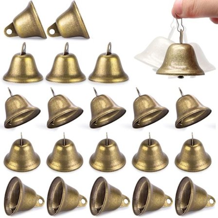 20 Stykker Små Vintage Bronze Klokker, Håndværksklokker, Vintage Juleklokker til DIY Dekorationer, Juletræ, Vindspil, Syning, Bryllup