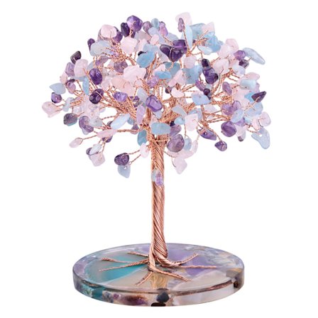 Bergkristall Gem Tree of Life-Feng Shui Bonsai Cash Tree Heminredning