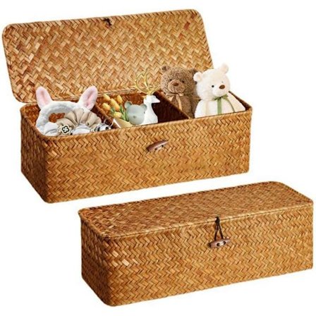 Sjøgress Oppbevaringskurv, Bad, Stue og Soverom, Naturlig Vevd, Miljøvennlig 32X12 X10CM