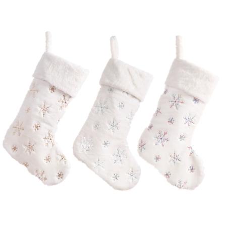 Julestrømper superbløde julepynt (gyldne pailletterstrømper + sølv pailletstrømper + farverige paillettersokker),