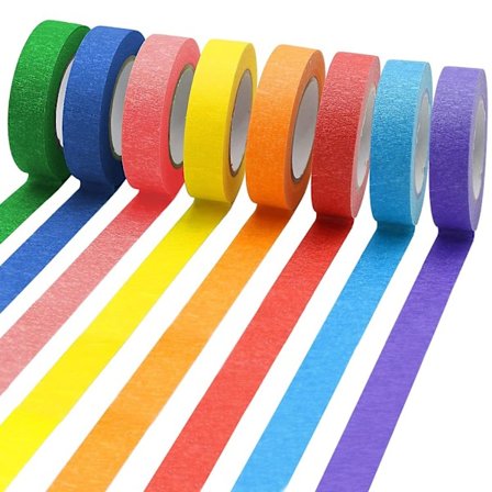 8 Pakk Fargede Maskeringsbånd, Fargede Malerbånd For Kunst Og Håndverk, Regnbuefargede Båndruller, Barnekunstforsyninger, Perfekt For Håndverk, 