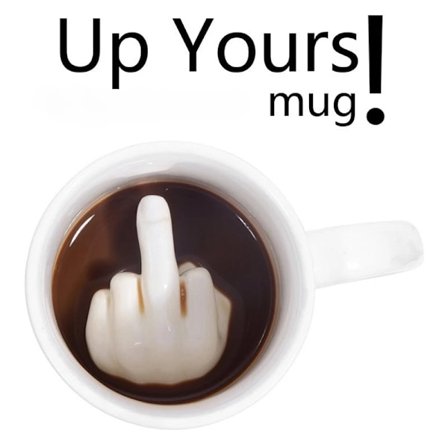 Creative Design White Middle Finger Mug Novelty Style Mixing Coffee Milk Cup Funny Ceramic Mug 300ml Enough Capacity Water Cup