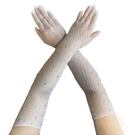Sexiga Elastiska Rhinestones Mesh Handskar Långa handskar Tillbehör