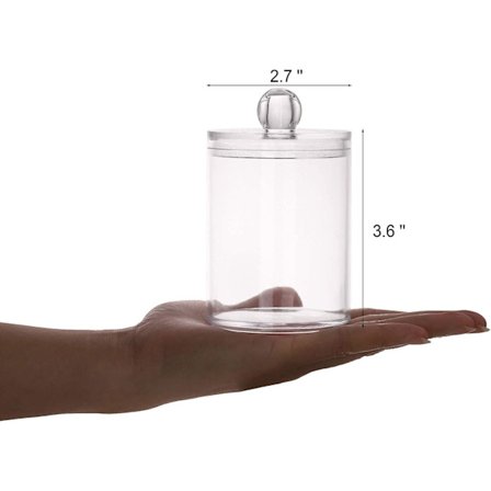 2023 - 3 pakker bomuldsvat kuglepudeholder, 10 oz apotekerkrukke gennemsigtig kosmetisk opbevaring