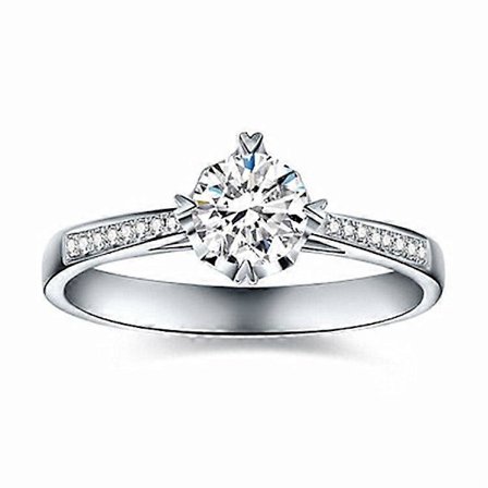 Enkel damering for bryllup, hjerteformet zirkonbelagt hvitt gull mote smykker