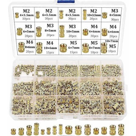 Kierreholkki Sisäkierre M2 M3 M4 M5 Messinkikierreholkit Yhteensopiva 3D-tulostuksen kanssa 330 kpl - Perfet