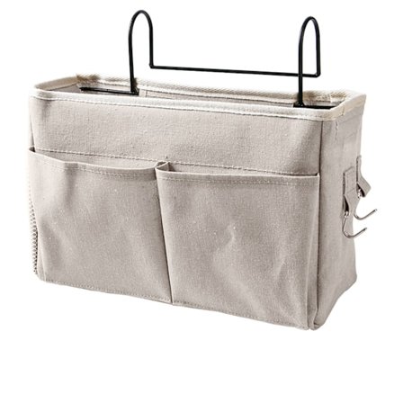 Natbord hængende taske bomuld lærred seng opbevaring lomme arrangør kurv til køjeseng sovesale hvid