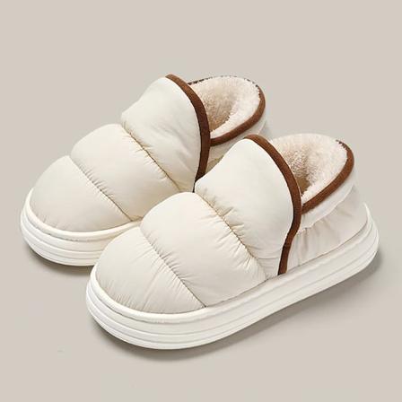 QYCKABY Plåstertofflor för Kvinnor Mules Inomhus Utomhus Vinter Hem Varma Luddiga Halksäkra Stövlar Päls Bomullsko Män Utomhus Sneakers Beige Brown 36
