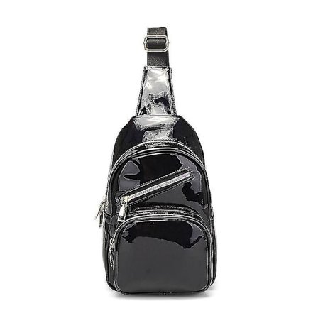 Axelremsväska i läder för damer Bröstväska Rese Shopping Ryggsäck svart