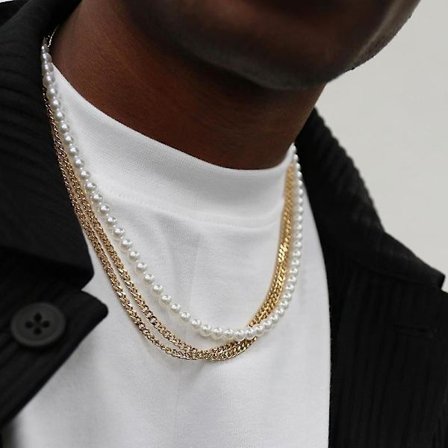 2022 New Trendy Imitation Pearl Necklace Men Temperament Simple Handma