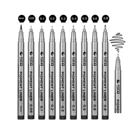 Fineliner Pennor 9 Fina Spets Svart Filtpennor Kompatibla med Ritning, Kontor