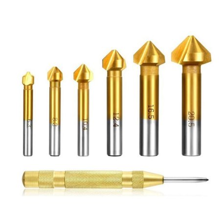 6 stk. 3 Fløyter Full Slip Fasbor Med Gullfarget Senterslag Q