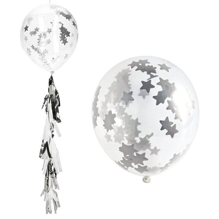 Konfettiballoner med Kvaster Sølv