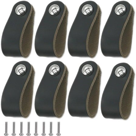 Tcgg-8 dele læderhåndtag, skab sort læderhåndtag, læderhåndtag med skruer, blødt Pu læder dørhåndtag, nem at installere, passer til alle