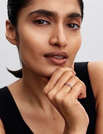 Pandora Butterfly Sterling Silver Ring With Fancy Pink And Clear Cubic Zirconia - Pink - 50