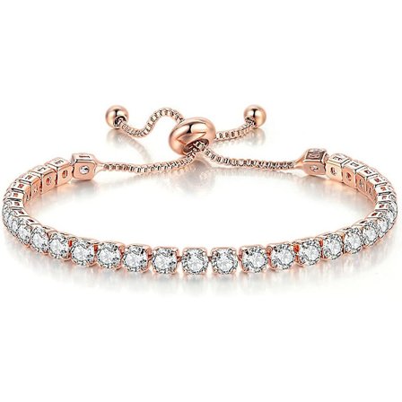 Tenniskedja med Strass Pärlor Glidar Armband 14k Guld Silverpläterat Justerbart Kristallfrö Armband För Kvinnor Flickor Tonåringar Bröllop Fest 