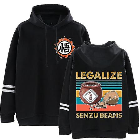 Dragon Ball Periphera trykte klær hettegenser Høst/Vinter Stripete hettegenser for menn og kvinner Svart Black 3XL