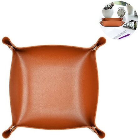 Nahkainen tarjotinlaukku Korutarjotin Noppapelti Yöpöytä Avaimet Matkapuhelin Kolikko Kello ja Karkkipidike Pienesineiden säilytystarjotin