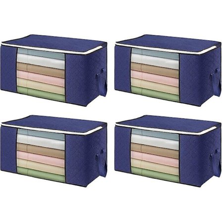 Oppbevaringspose, 4 stk sammenleggbare klesposer, 84l muggsikker Crday og fuktighetsbestandig