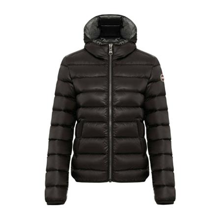 Colmar, Iridescent Down Jackets with Fixed Hood Zwart, Dames, Maat:L