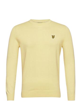 Cotton Merino Crew Jumper Strikkegenser M. Rund Krage Gul Lyle & Scott