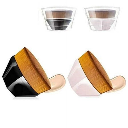 Foundation Børste - 2-pak Multifunktionelle Ansigtsbørster - Perfekt til at blende flydende creme eller fejlfri foundation (sort/pink)