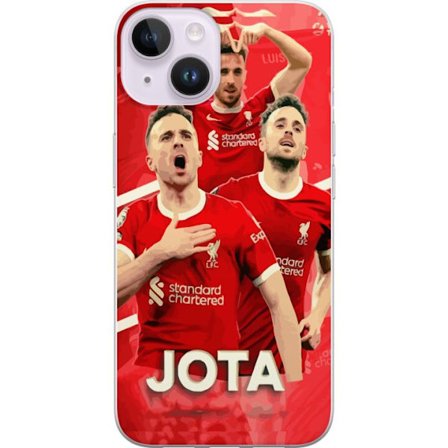 Yhteensopiva Puhelinkuori Apple iPhone 15 Diogo Jota juliste Liverpool FC hyökkääjä striker Portugali Premier League Reds jalkapalloilija suunnitt